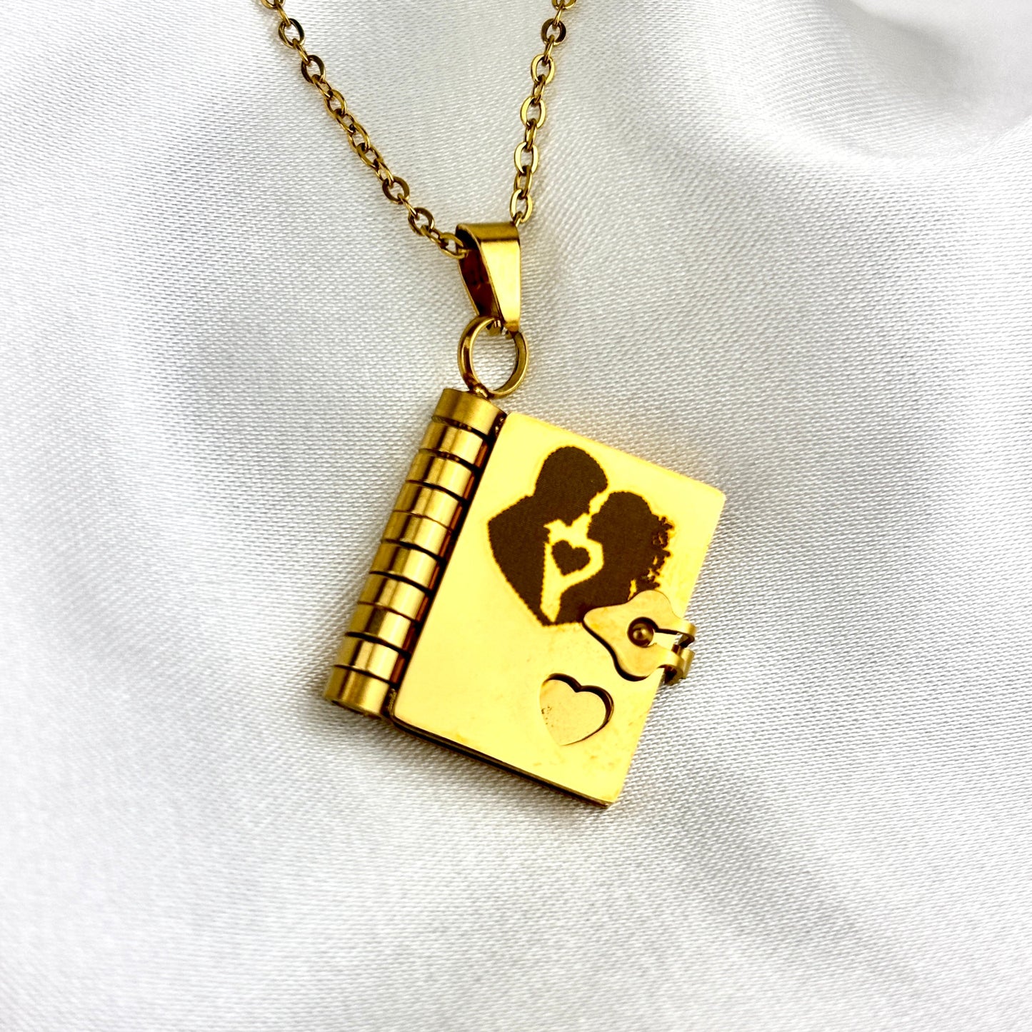 My Love Book Necklace, Custom Engraved Message