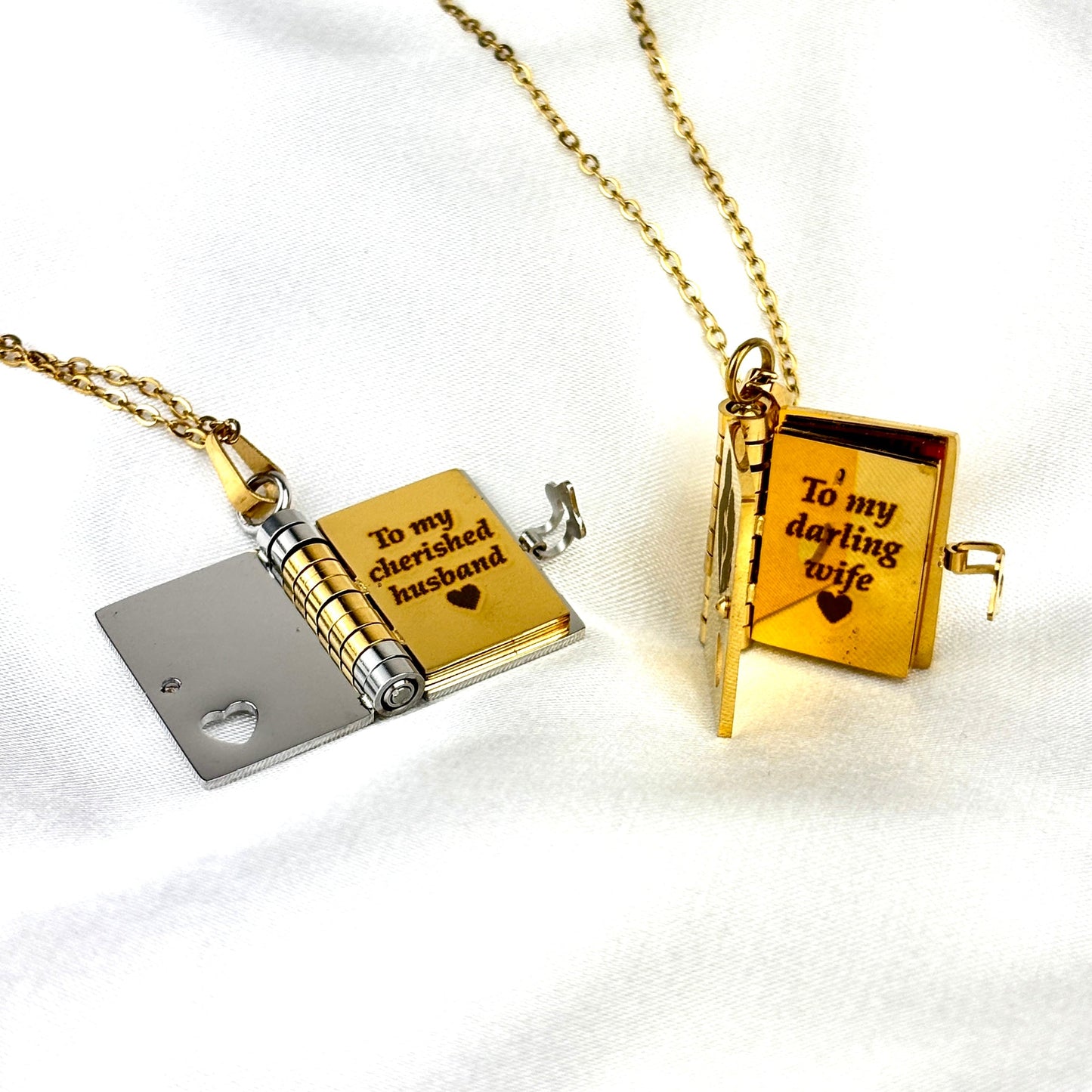 My Love Book Necklace, Custom Engraved Message