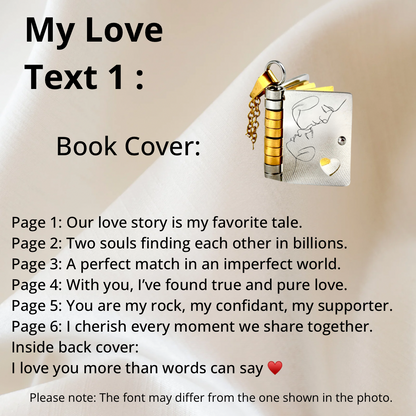 My Love Book Necklace, Custom Engraved Message