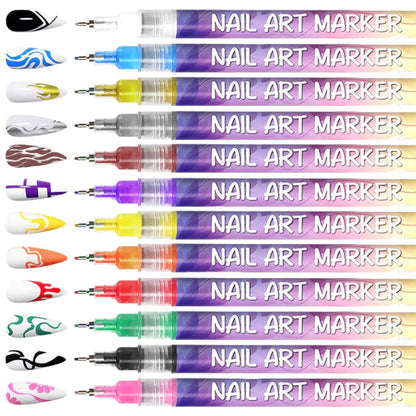 12 Colors 3D Nail Art Pens