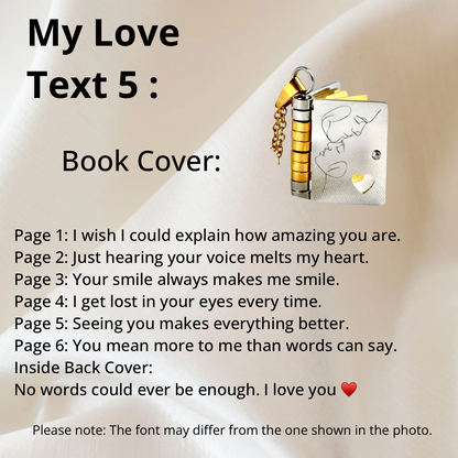 My Love Book Necklace, Custom Engraved Message