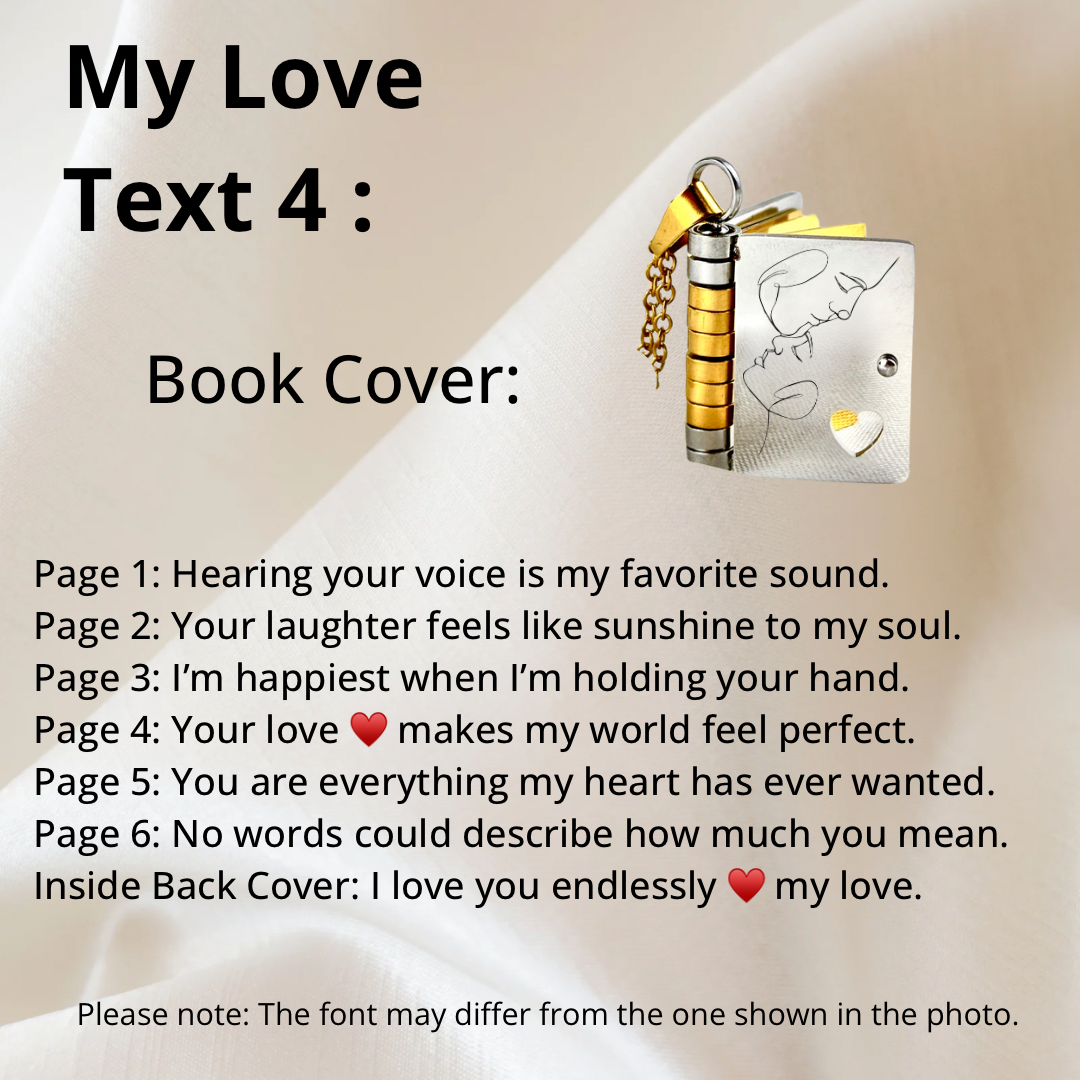 My Love Book Necklace, Custom Engraved Message