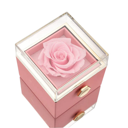 ETERNAL ROSE BOX WITH NECKLACE & REAL ROSE.