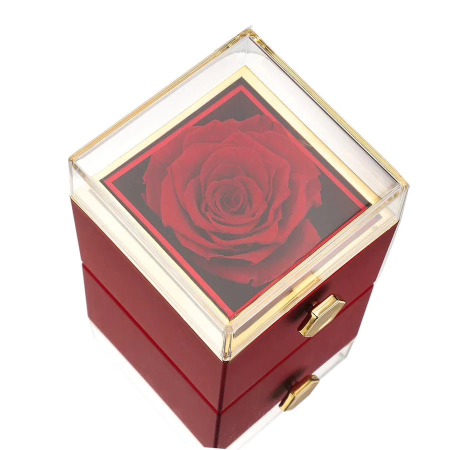 ETERNAL ROSE BOX WITH NECKLACE & REAL ROSE.