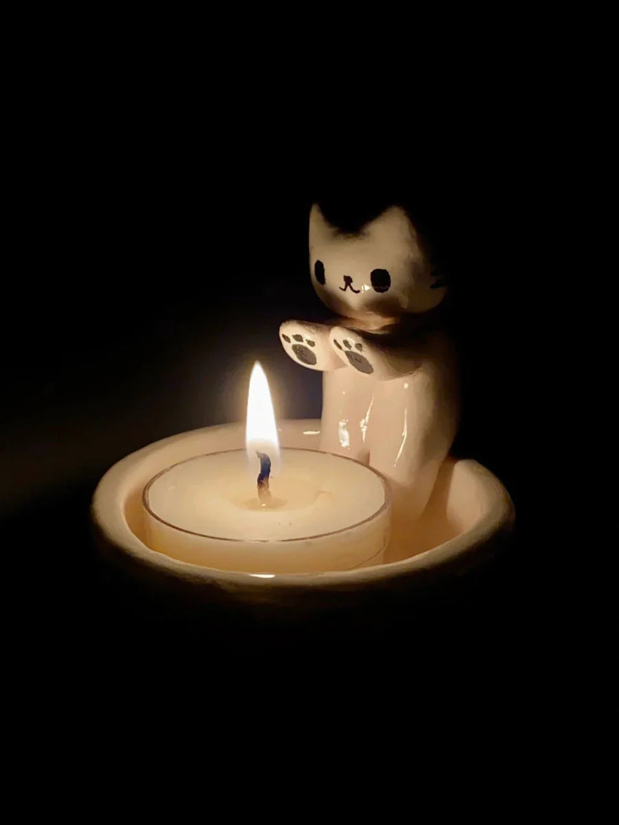 Cartoon Kitten Candle Holder