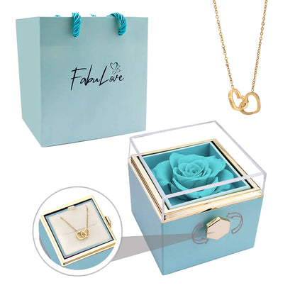 ETERNAL ROSE BOX WITH NECKLACE & REAL ROSE.